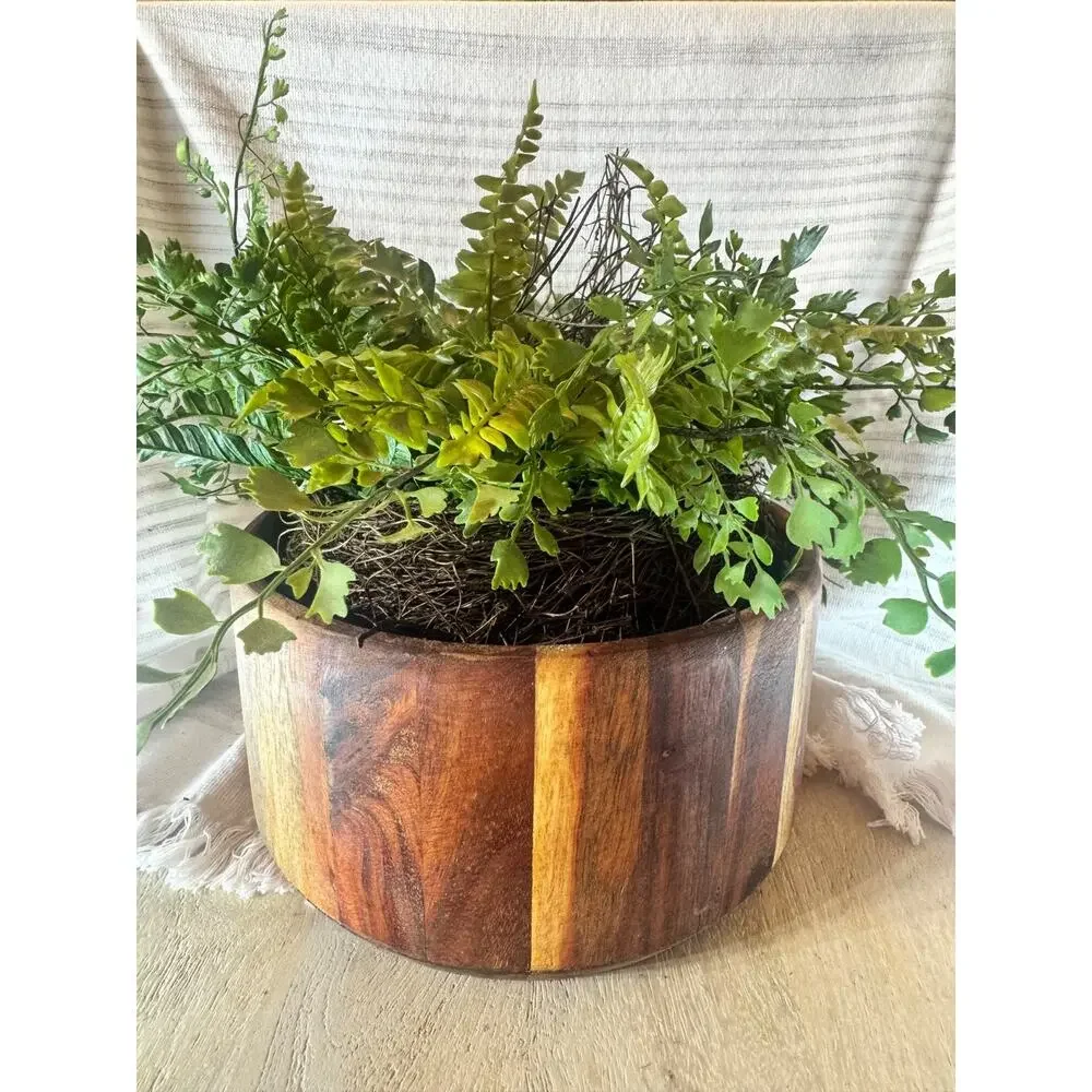 Copied - Handmade Segmented Wood Bowl 8+ Inch Wide Rustic Multipurpose Decor